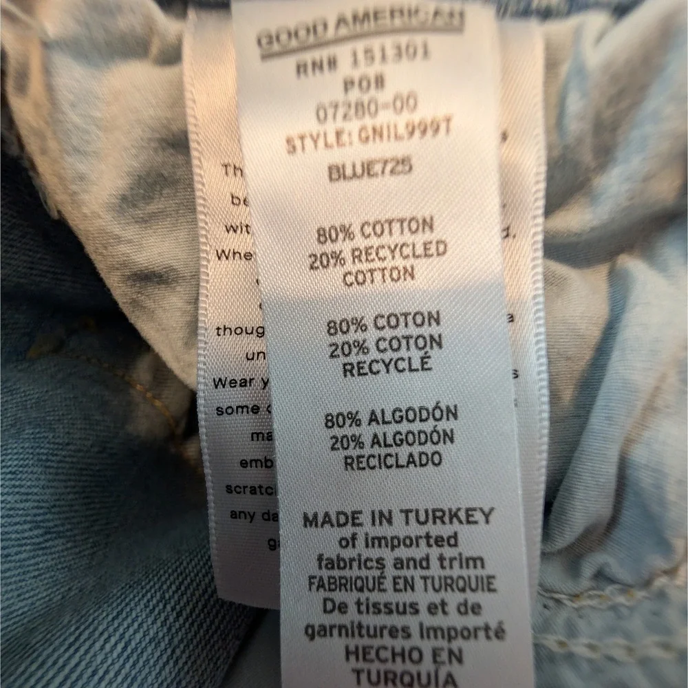 Good‎ American High Rise Straight Leg Jeans Light Wash Blue Size 6/28 GNIL999T